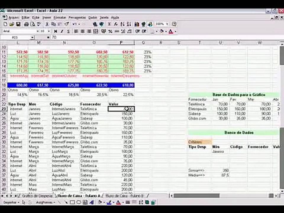 Excel (Aula 22) - Funcoes Banco de dados