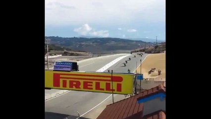MOMENT WHEN PILOTS BERNAT MARTINEZ AND DANI RIVAS _CRASHES_ IN LAGUNA SECA RACE