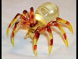 Yellow Spider Art Glass figurine 3 W   L ; Small Glass Animal Figurines, Crystal Art Glass