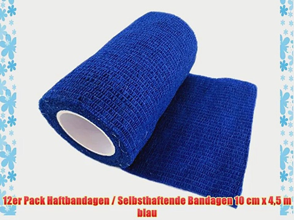 12er Pack Haftbandagen / Selbsthaftende Bandagen 10 cm x 45 m blau
