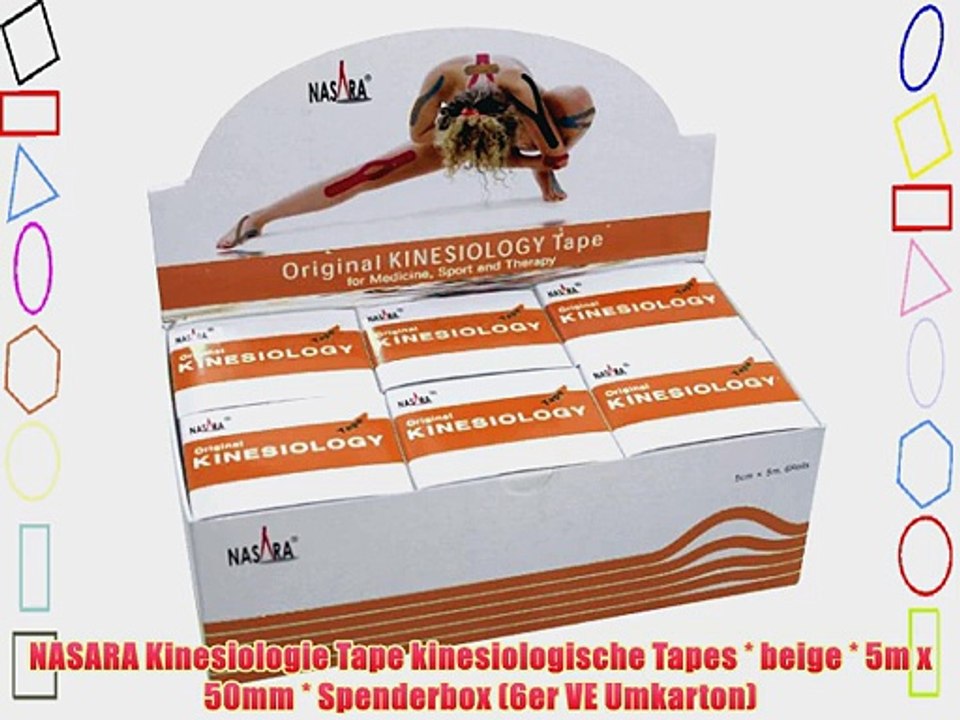 NASARA Kinesiologie Tape kinesiologische Tapes * beige * 5m x 50mm * Spenderbox (6er VE Umkarton)