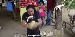 Monkey eating coconut Funny Pranks and Funny Animals Clips | New Funny Videos, May 2014