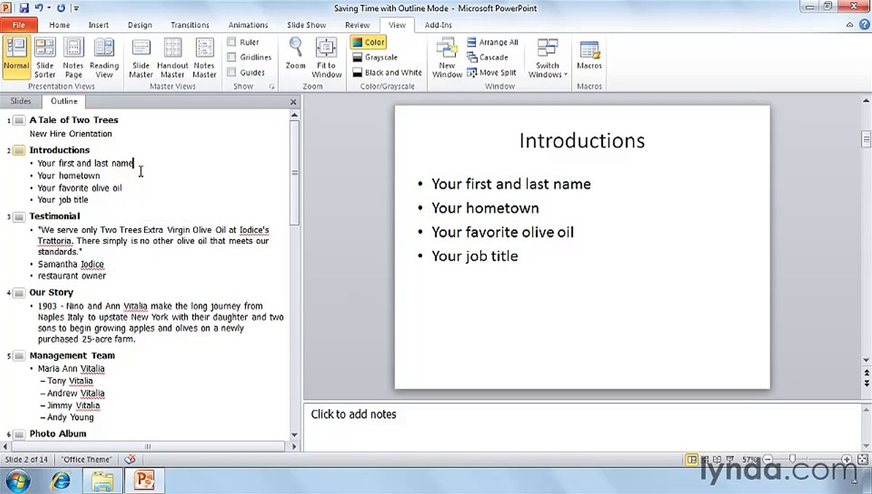 Powerpoint Saving time with Outline mode