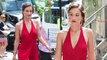 Olivia Wilde Looks Stunning in Red Dress While On Set