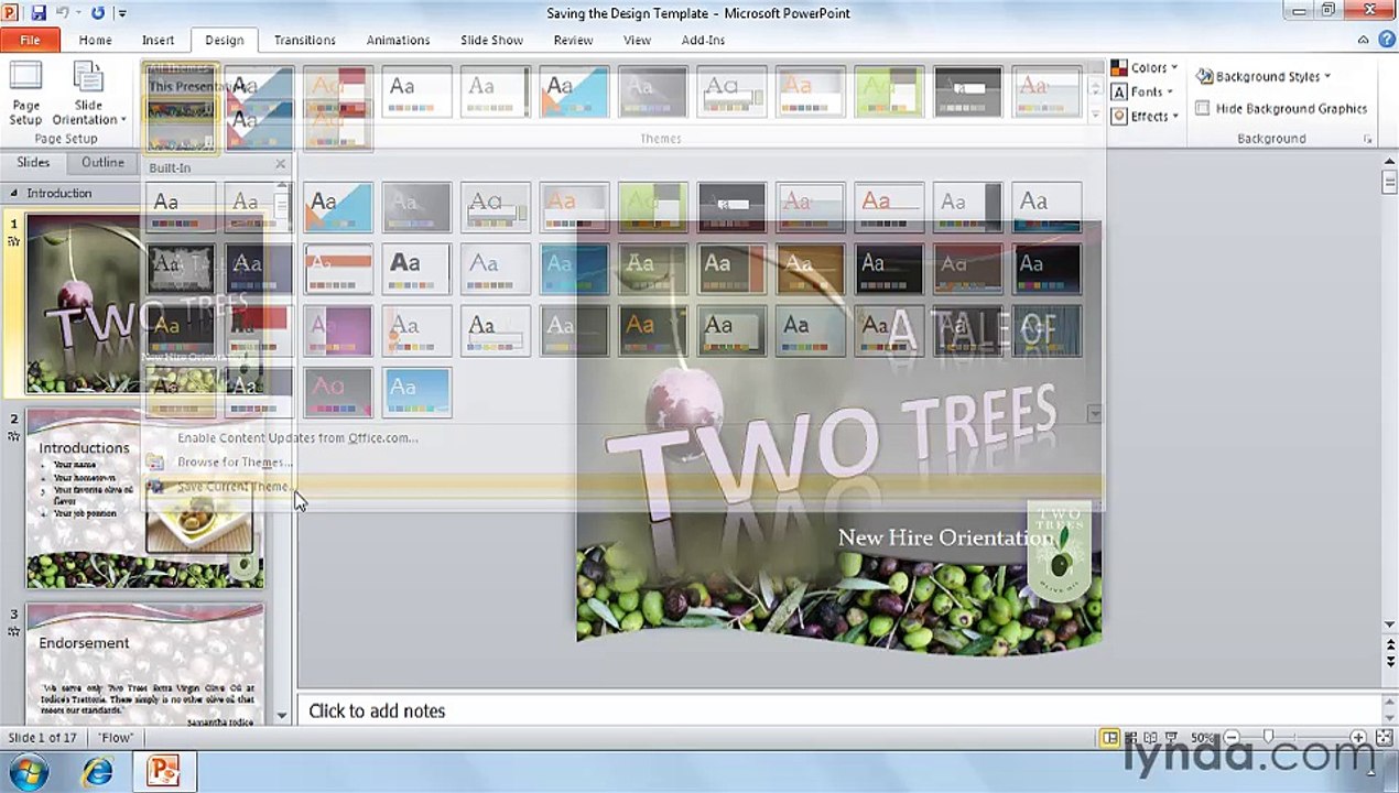 Powerpoint Saving the design template