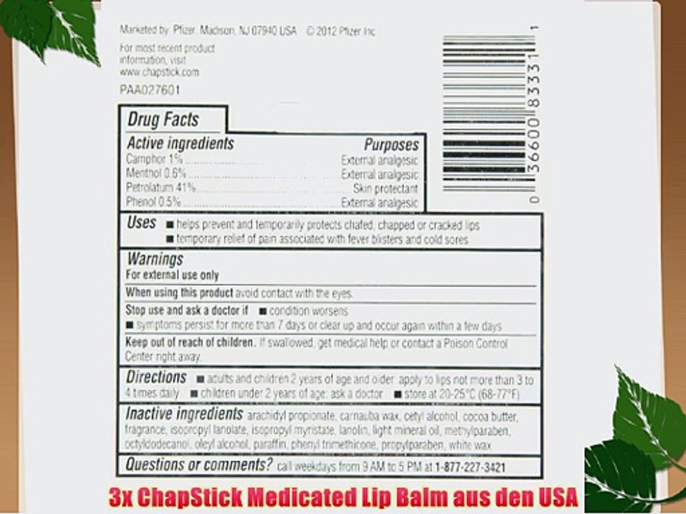 3x ChapStick Medicated Lip Balm aus den USA