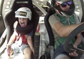Father and Son Travel at Top Speed in Racing Car
