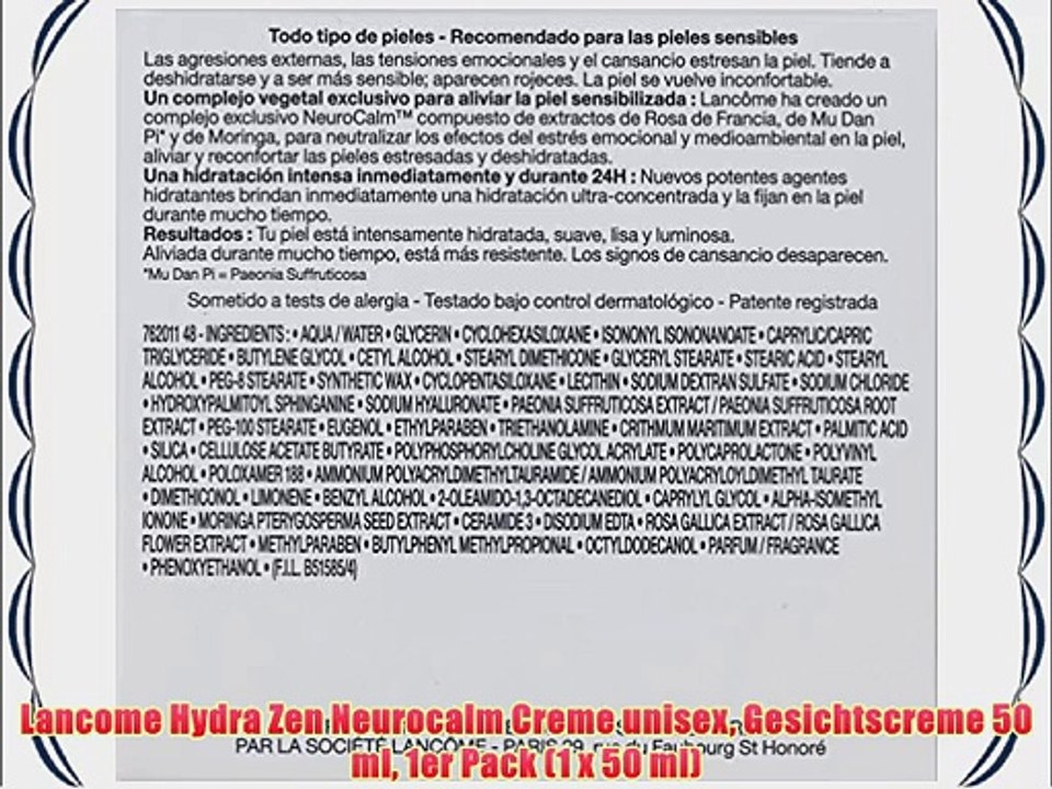 Lancome Hydra Zen Neurocalm Creme unisex Gesichtscreme 50 ml 1er Pack (1 x 50 ml)