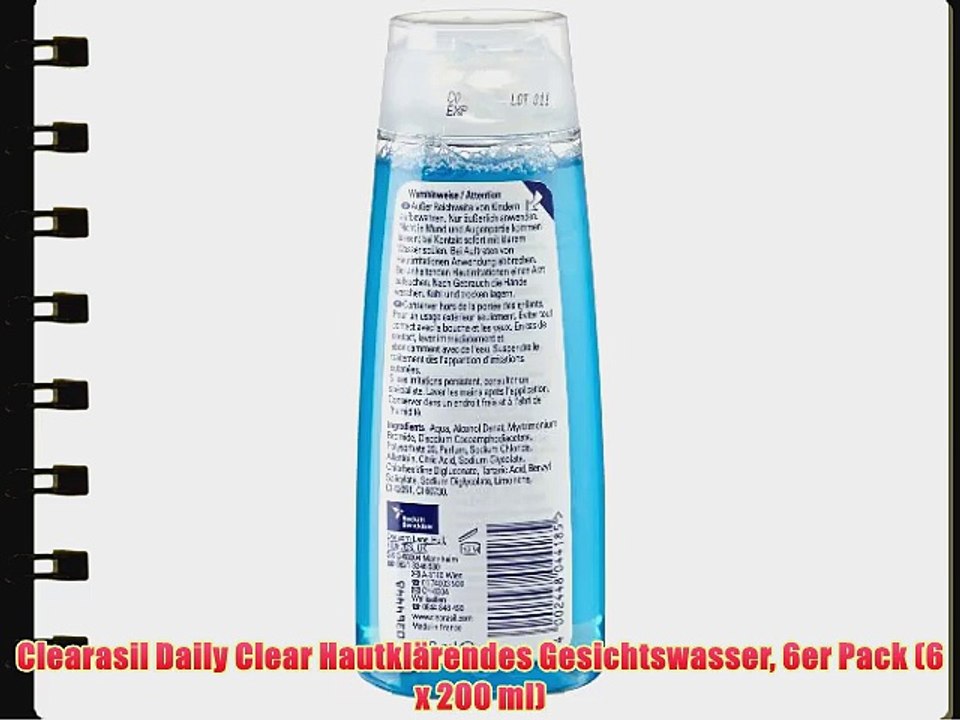 Clearasil Daily Clear Hautkl?rendes Gesichtswasser 6er Pack (6 x 200 ml)