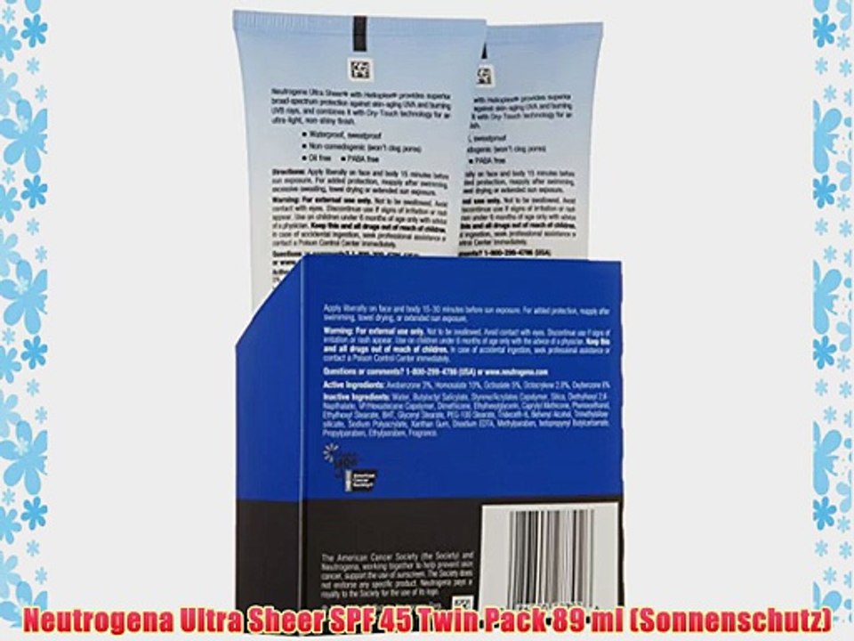Neutrogena Ultra Sheer SPF 45 Twin Pack 89 ml (Sonnenschutz)