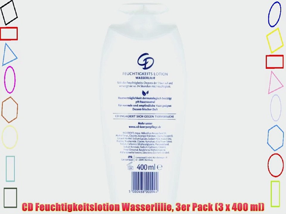 CD Feuchtigkeitslotion Wasserlilie 3er Pack (3 x 400 ml)