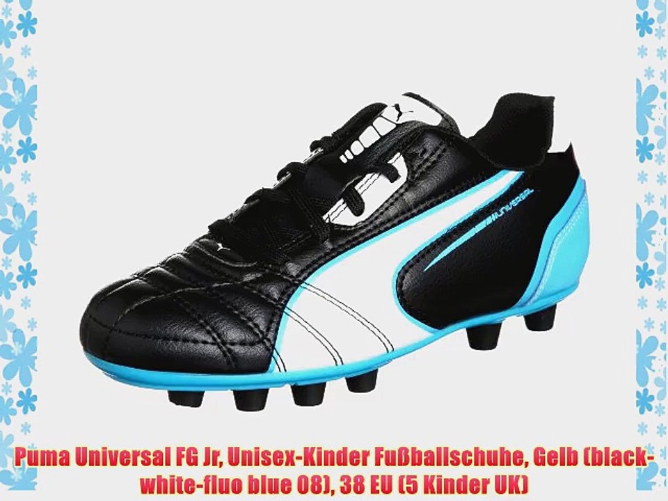 Puma Universal FG Jr Unisex-Kinder Fu?ballschuhe Gelb (black-white-fluo blue 08) 38 EU (5 Kinder