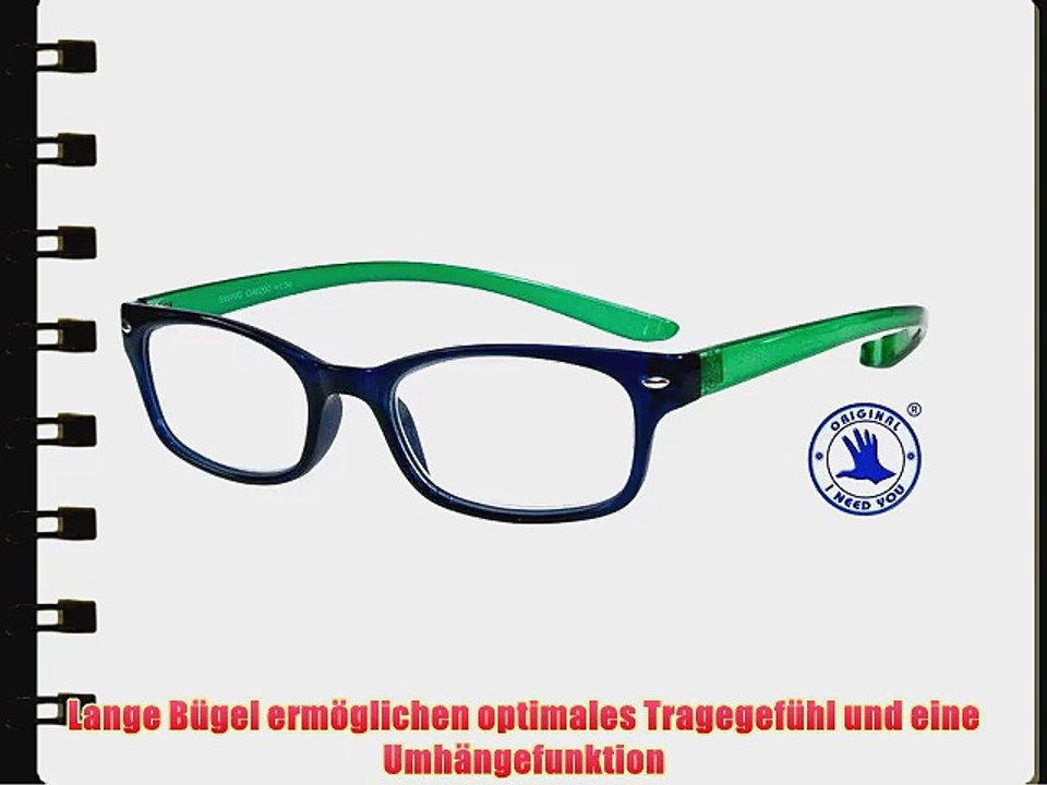 Swing - Kunststofflesebrille / Fertiglesebrille / Reading Glasses - (blau-gr?n  1.50 dpt)