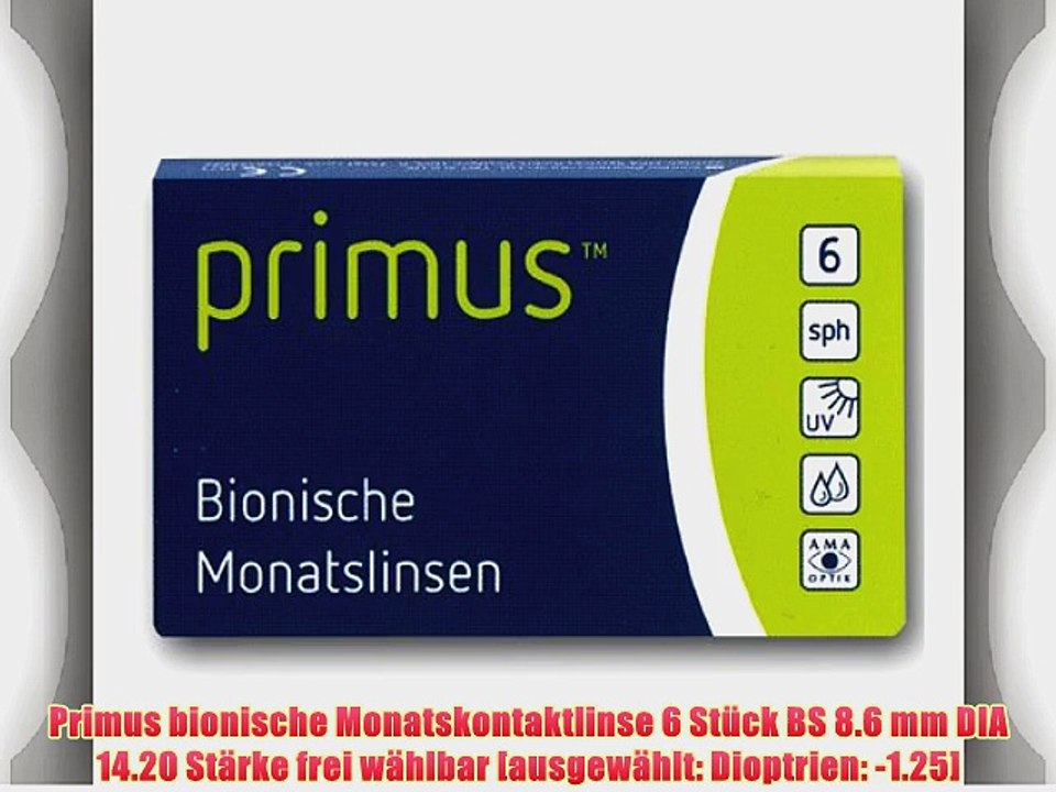 Primus bionische Monatskontaktlinse 6 St?ck BS 8.6 mm DIA 14.20 St?rke frei w?hlbar [ausgew?hlt: