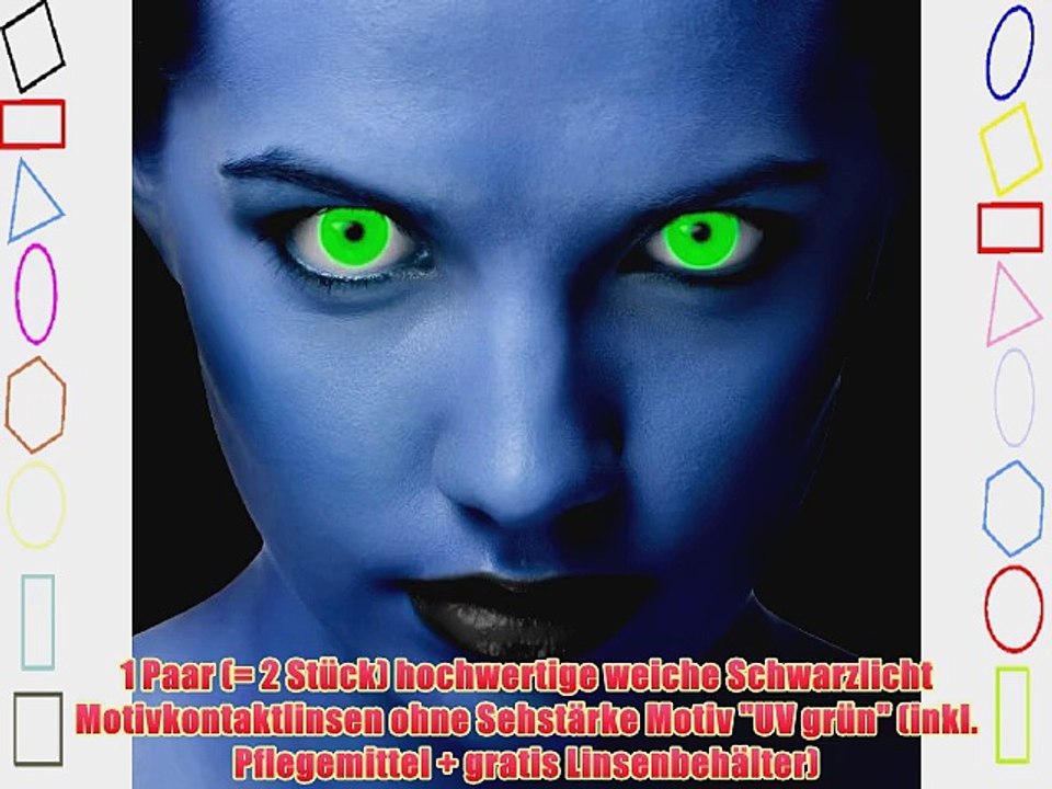 Hochwertige SFX/Spezialeffekt Schwarzlicht Kontaktlinsen UV gr?n f?r den professionellen Einsatz