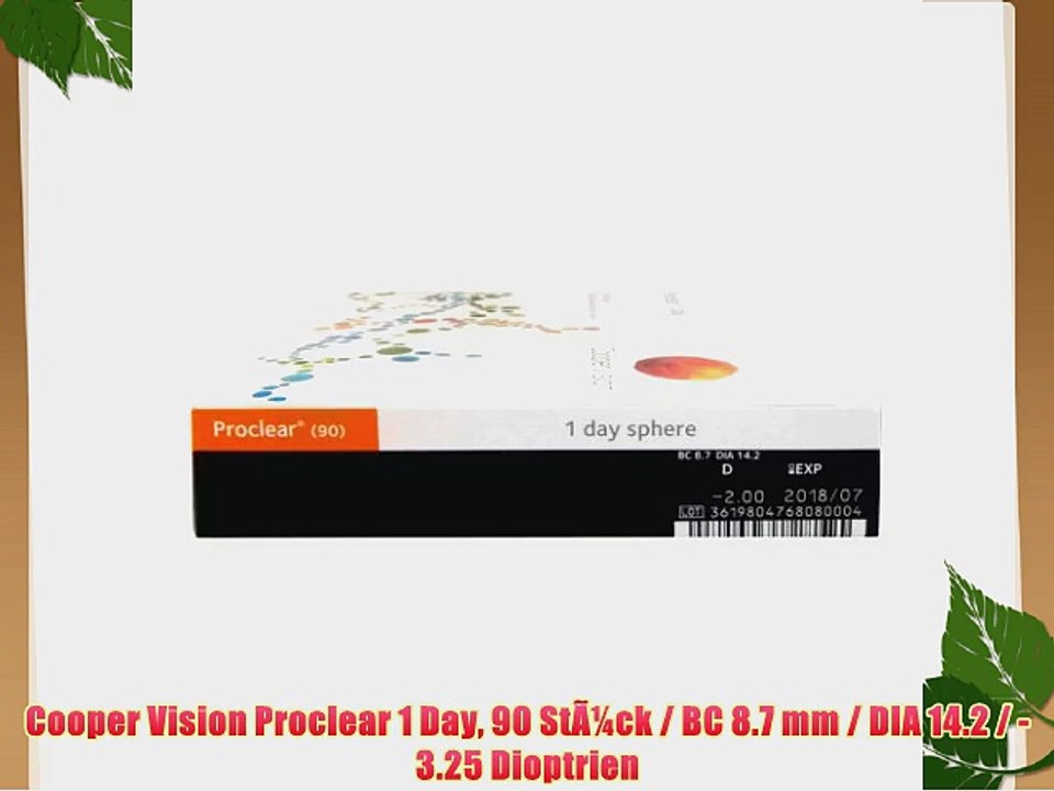 Cooper Vision Proclear 1 Day 90 St??ck / BC 8.7 mm / DIA 14.2 / -3.25 Dioptrien