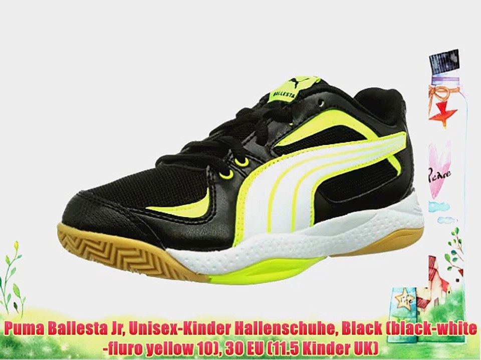 Puma Ballesta Jr Unisex-Kinder Hallenschuhe Black (black-white-fluro yellow 10) 30 EU (11.5
