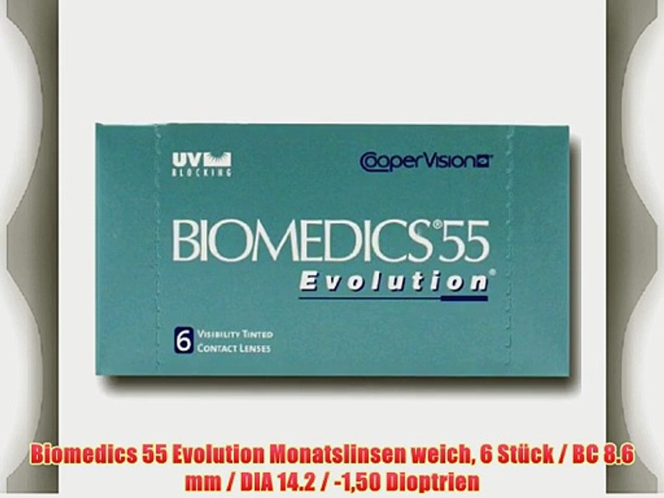 Biomedics 55 Evolution Monatslinsen weich 6 St?ck / BC 8.6 mm / DIA 14.2 / -150 Dioptrien