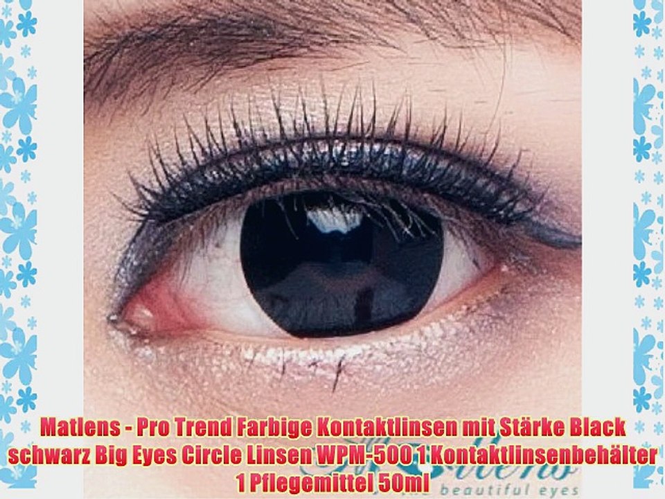 Matlens - Pro Trend Farbige Kontaktlinsen mit St?rke Black schwarz Big Eyes Circle Linsen WPM-500