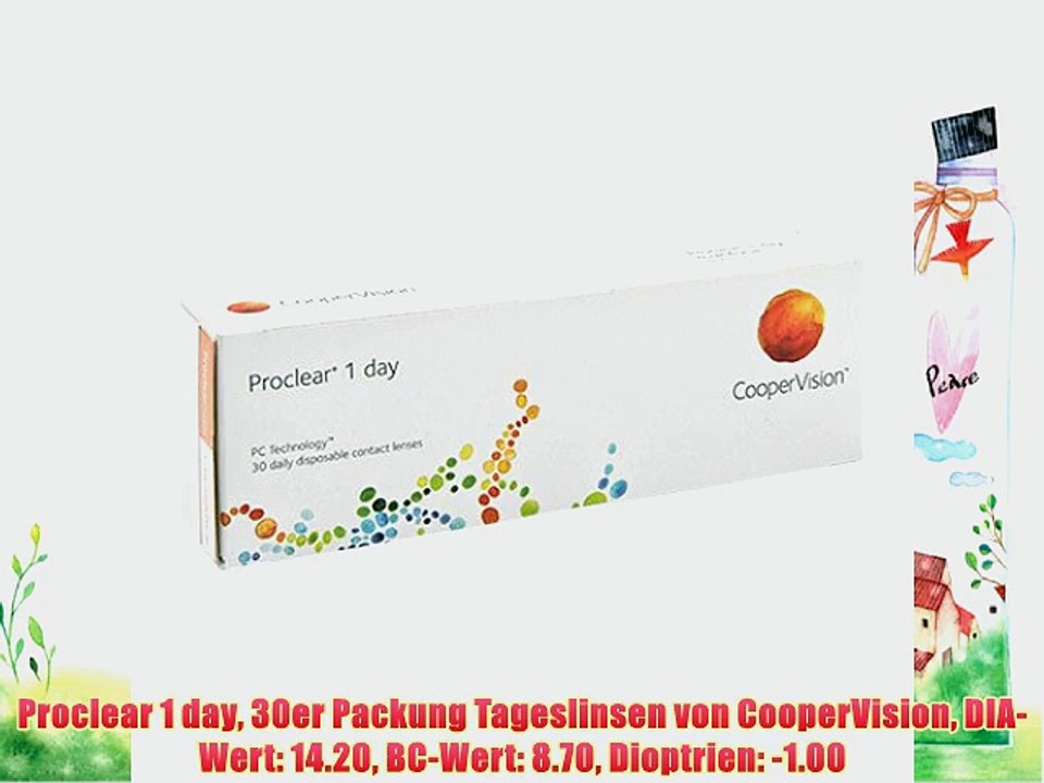 Proclear 1 day 30er Packung Tageslinsen von CooperVision DIA-Wert: 14.20 BC-Wert: 8.70 Dioptrien: