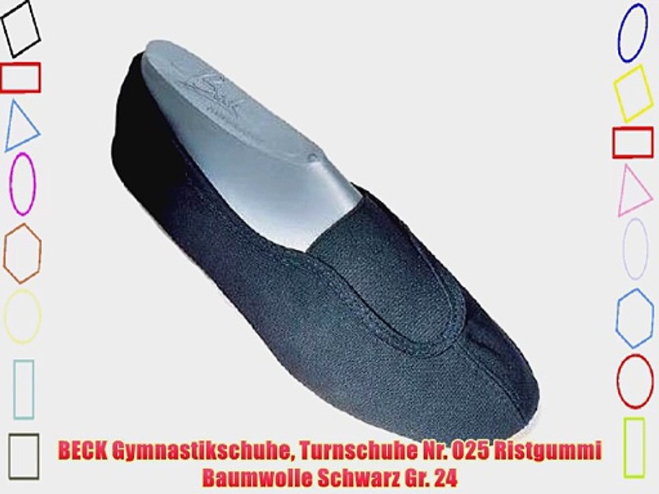 BECK Gymnastikschuhe Turnschuhe Nr. 025 Ristgummi Baumwolle Schwarz Gr. 24