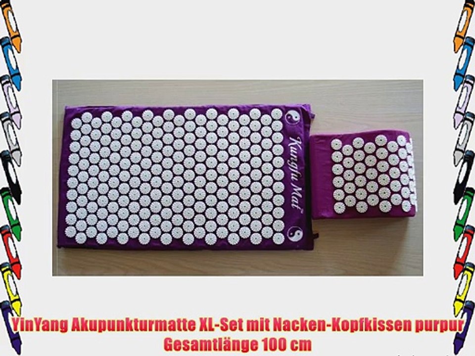 YinYang Akupunkturmatte XL-Set mit Nacken-Kopfkissen purpur Gesamtl?nge 100 cm