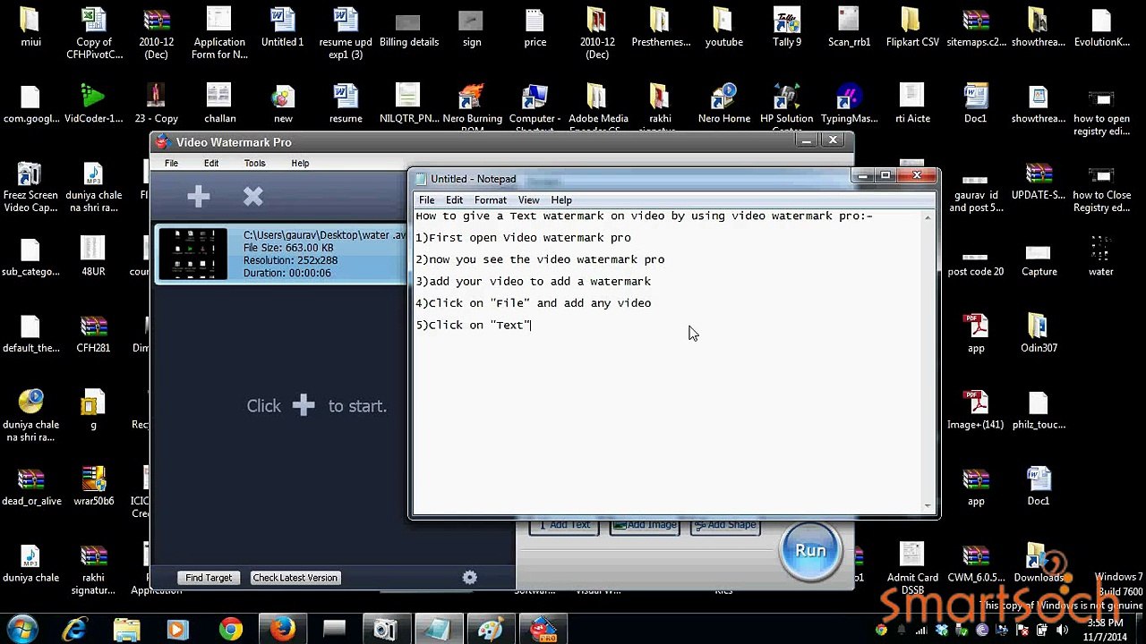 How To Add Text Watermark In Windows 7 By Using Video Watermark Pro