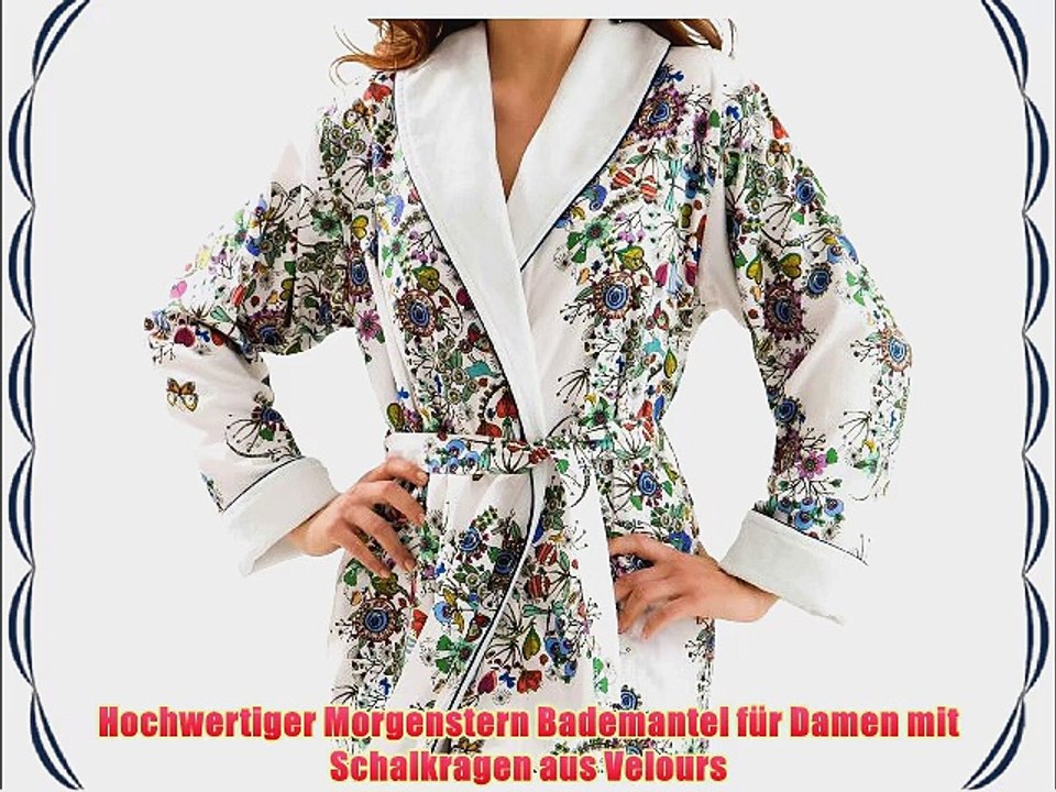 Morgenstern Damen Bademantel lang Gr. XL Schalkragen bunt bedruckt Baumwolle