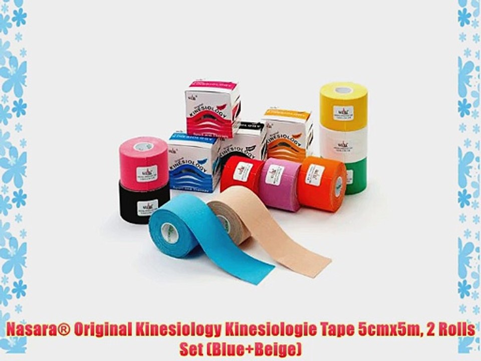 Nasara? Original Kinesiology Kinesiologie Tape 5cmx5m 2 Rolls Set (Blue Beige)