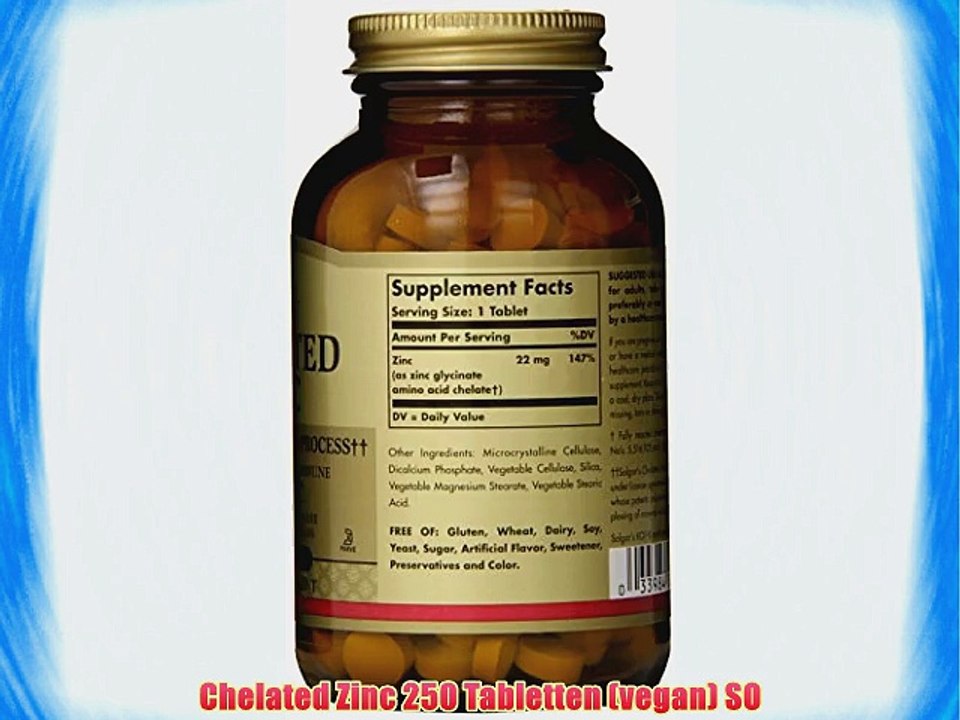 Chelated Zinc 250 Tabletten (vegan) SO