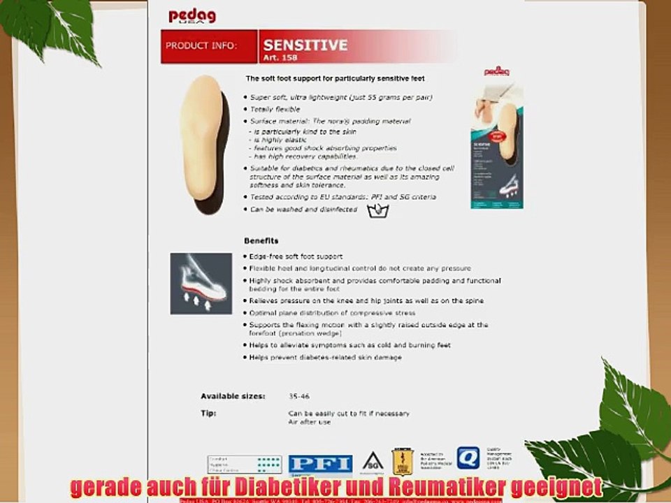 Pedag Sensitive Weichfu?bett f?r Diabetiker Reumatiker und empfindliche F??e (40)