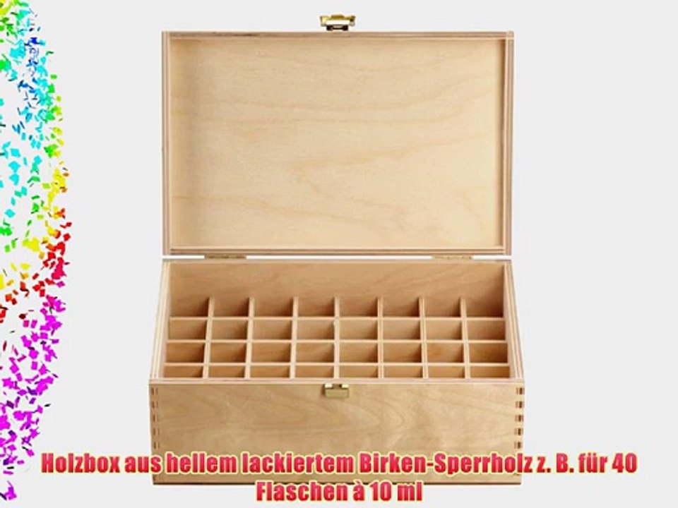 Holzbox aus hellem Birkenholz - f?r 40 Flaschen (10 ml) - Ma?e: 250 x 161 x 101 mm (BxTxH)