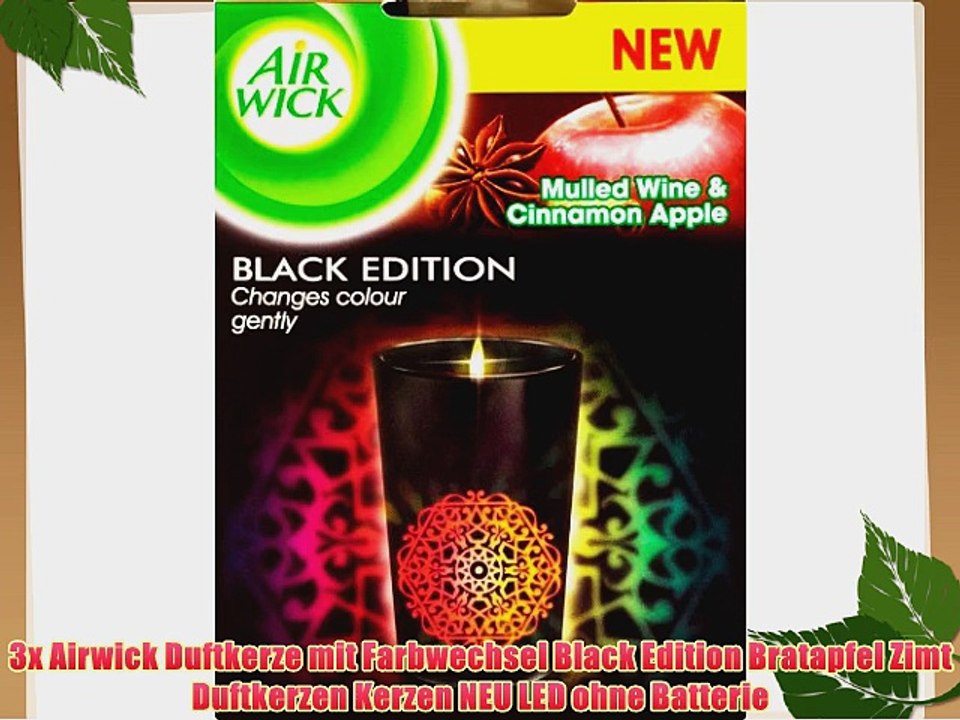 3x airwick duftkerze mit farbwechsel black edition bratapfel zimt duftkerzen kerzen neu led
