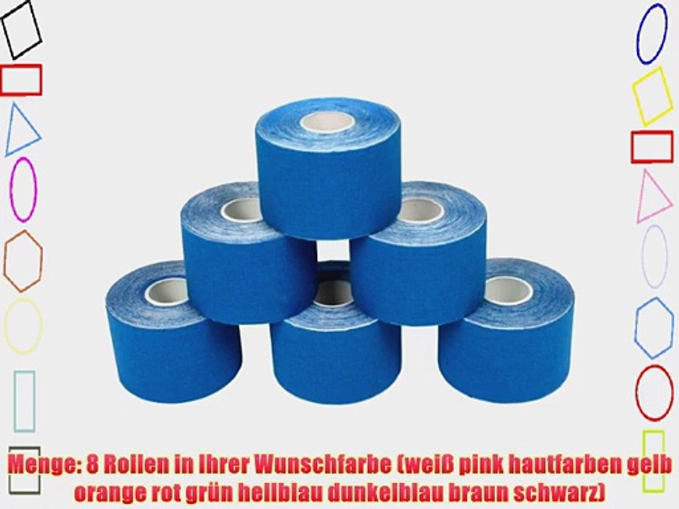 8 Rollen Kinesiologie Tape 5 m x 50 cm in 11 Farben Farbe:dunkelblau