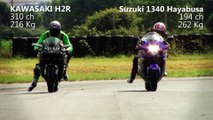 Test d'accélération : Kawasaki H2R vs Suzuki 1340 Hayabusa