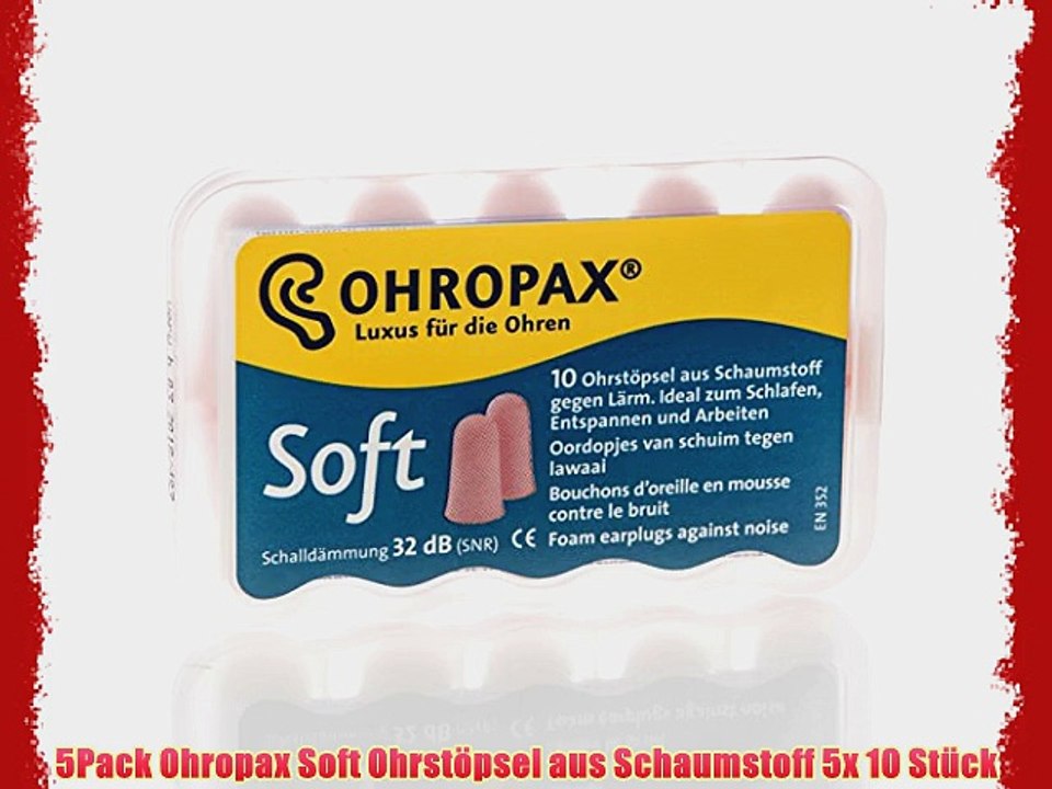 5Pack Ohropax Soft Ohrst?psel aus Schaumstoff 5x 10 St?ck
