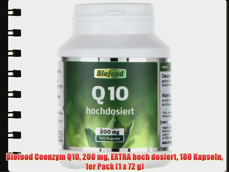 Biofood Coenzym Q10 200 mg EXTRA hoch dosiert 180 Kapseln 1er Pack (1 x 72 g)