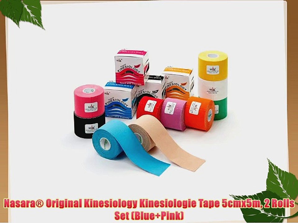 Nasara? Original Kinesiology Kinesiologie Tape 5cmx5m 2 Rolls Set (Blue Pink)