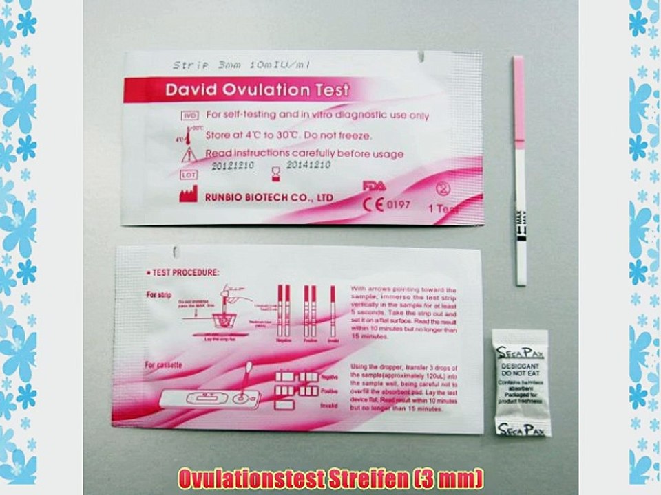 100 x Ovulationstest Streifen 10MIU/ml LH-Test Eisprung Test f?r fruchtbare Tage schwanger