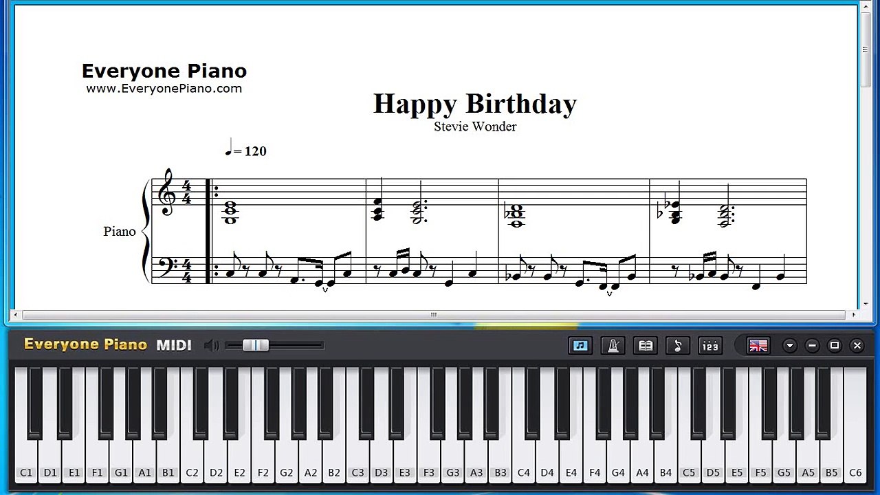 Free Happy Birthday - Stevie Wonder Piano Sheet Music Tutorial
