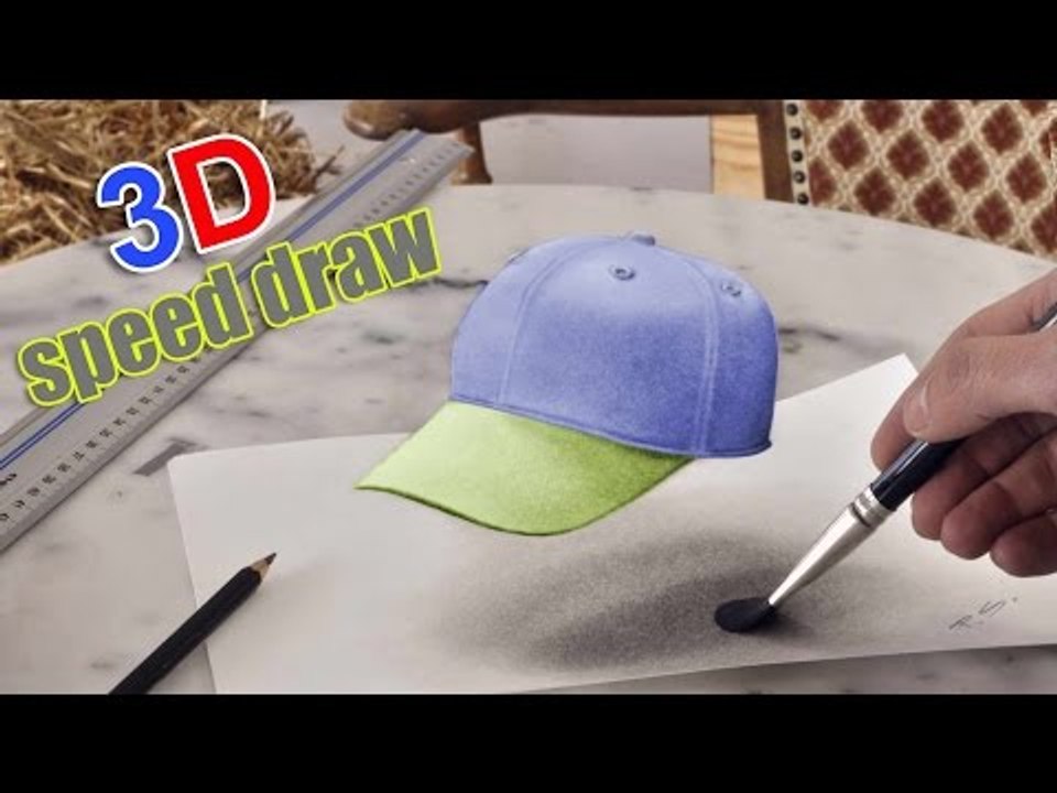3D Drawing anamorphic cap / SpeedPainting (How to Draw)