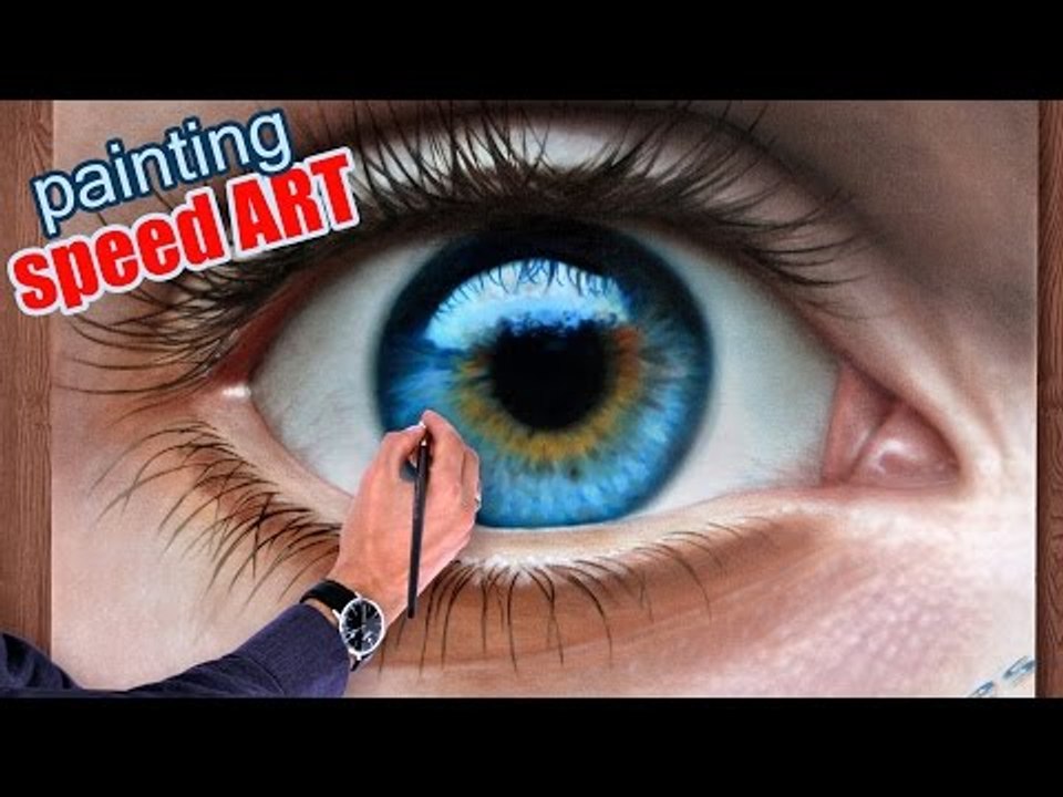 How To Draw a realistic Eye painting in dry brush (Speed Drawing) malen zeichnen
