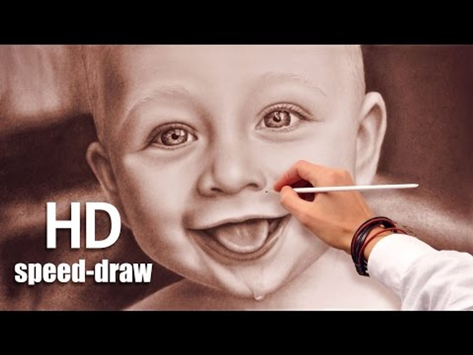 Drawing a face (speed painting) how to draw funny baby