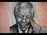 Nelson Mandela Portrait speed drawing painting photorealism. How to draw a portrait.