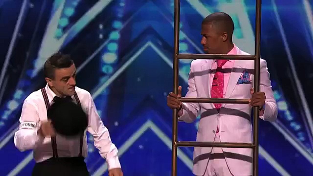 Uzeyer Novruzov Man Channels Charlie Chaplin During Ladder Stunt America's Got Talent 2015