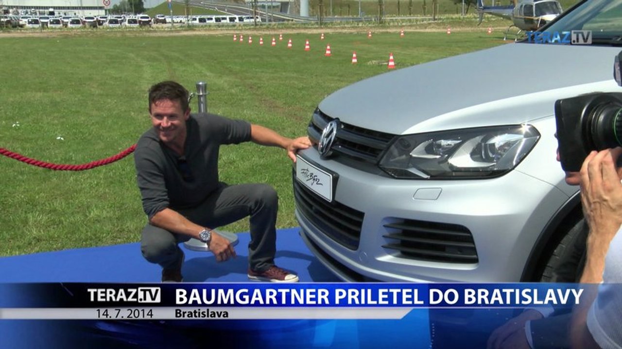 Rekordman v zoskoku F. Baumgartner priletel do Bratislavy po nové auto
