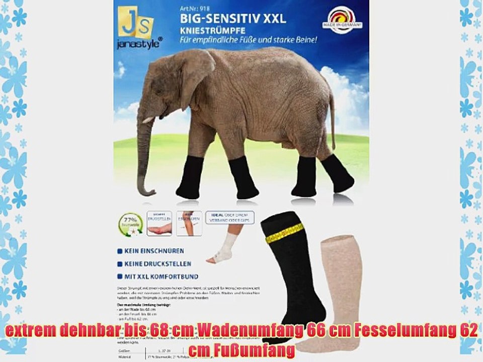Janastyle Big Kniestr?mpfe Weitschaft bei geschwollenen Waden Lip?dem ?ber Verband (L = Schuhgr??e