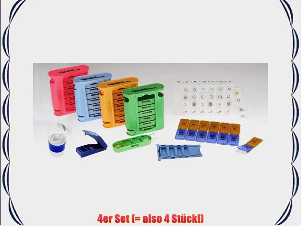 Medikamentendosierer blau Tablettenbox 4er Set (=4St?ck) Pillendose Tablettendose 7 Tage /