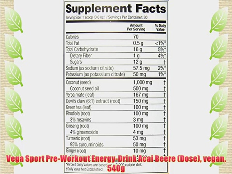 Vega Sport Pre-Workout Energy-Drink Acai Beere (Dose) vegan 540g