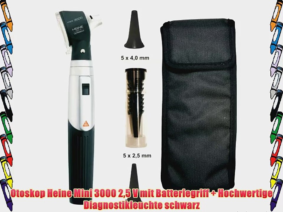 Otoskop Heine Mini 3000 25 V mit Batteriegriff   Hochwertige Diagnostikleuchte schwarz